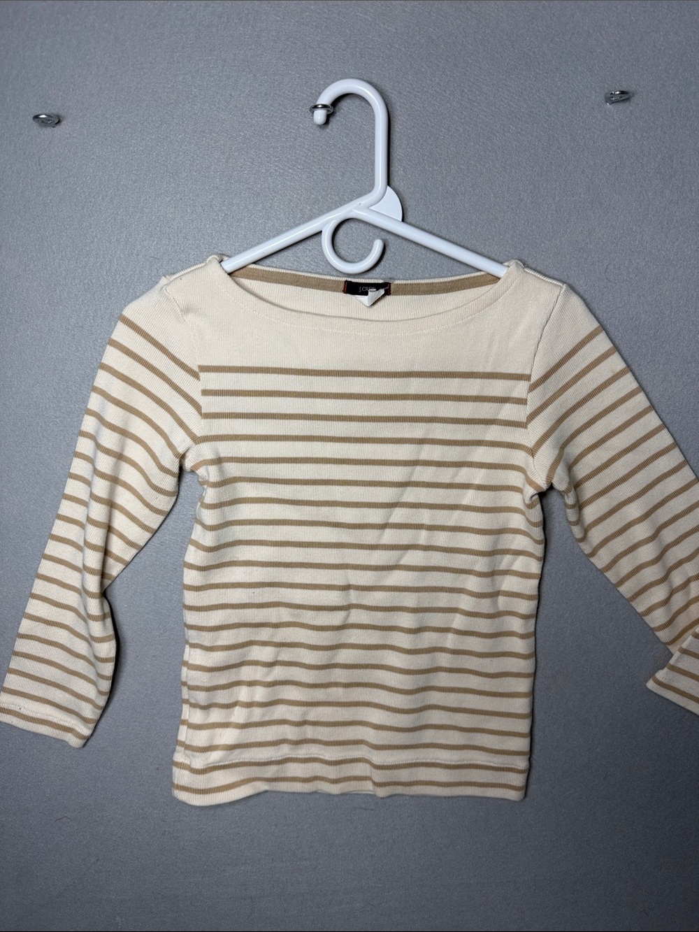 J. Crew Cream & Tan Striped Knit Top